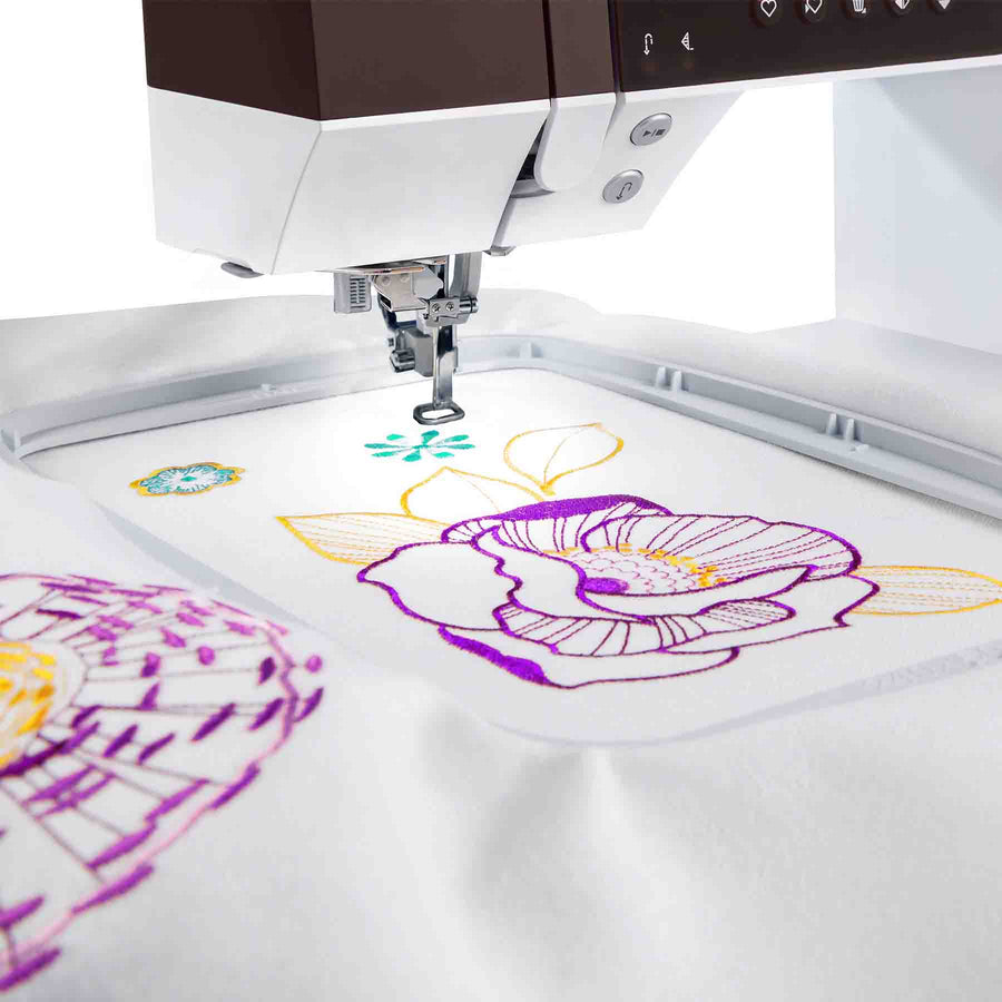 Floral embroidery being stitched on the PFAFF creative ambition 640