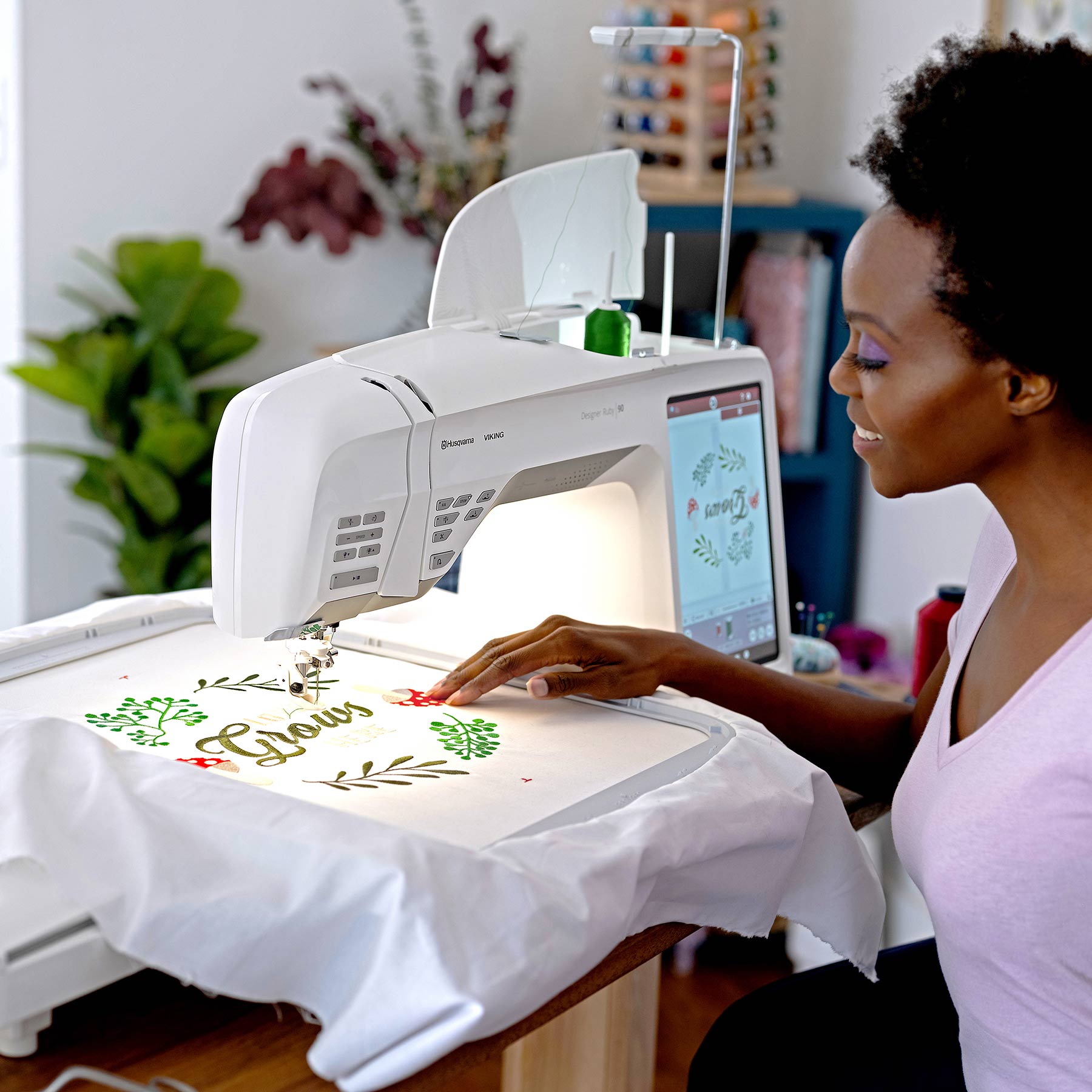 Husqvarna® Viking® DESIGNER RUBY™ 90 Sewing & Embroidery Machine