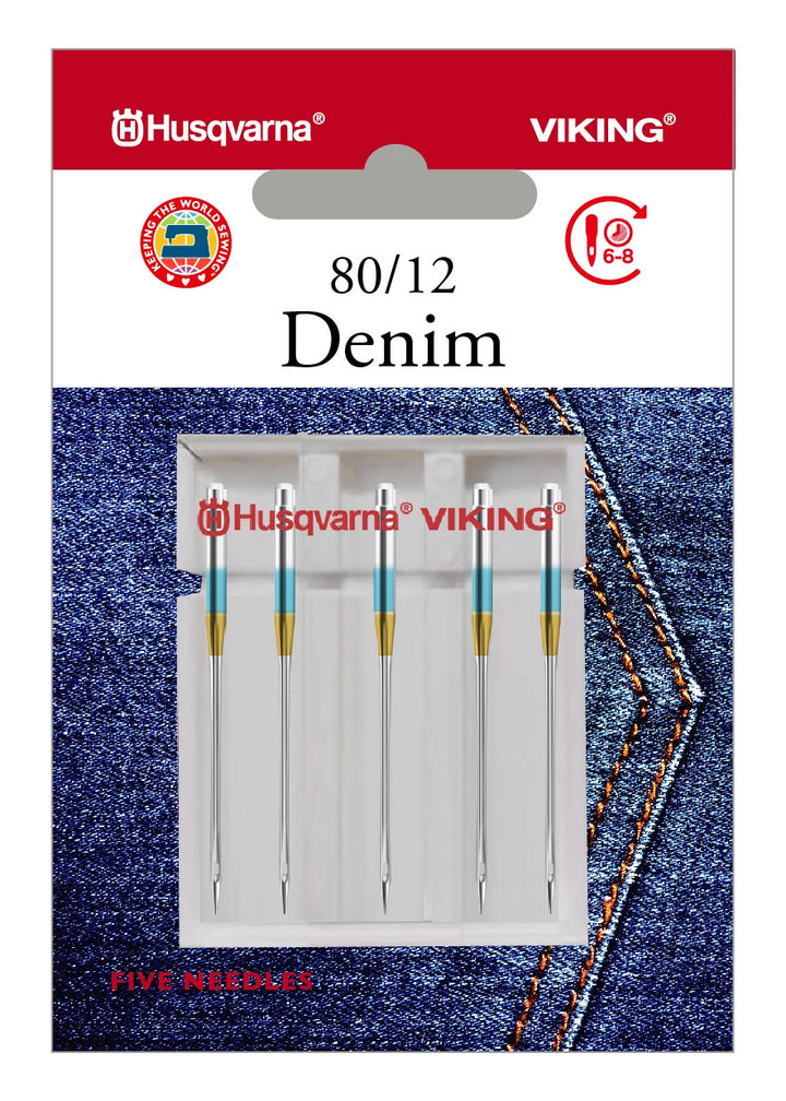 HUSQVARNA® VIKING® Denim Needles Assorted Sizes 80/12 5-pack 1