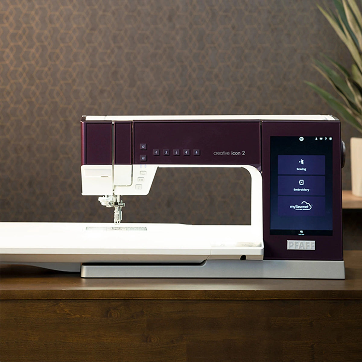 PFAFF creative icon 2 set up as a premium sewing and quilting machine